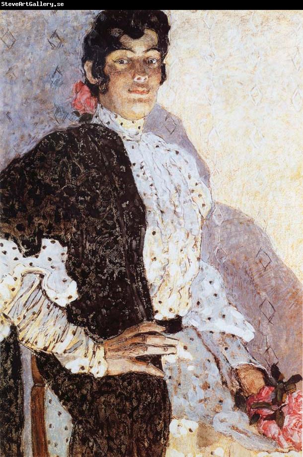 Alexander Yakovlevich GOLOVIN The Woman of spanish had on a shawl Black